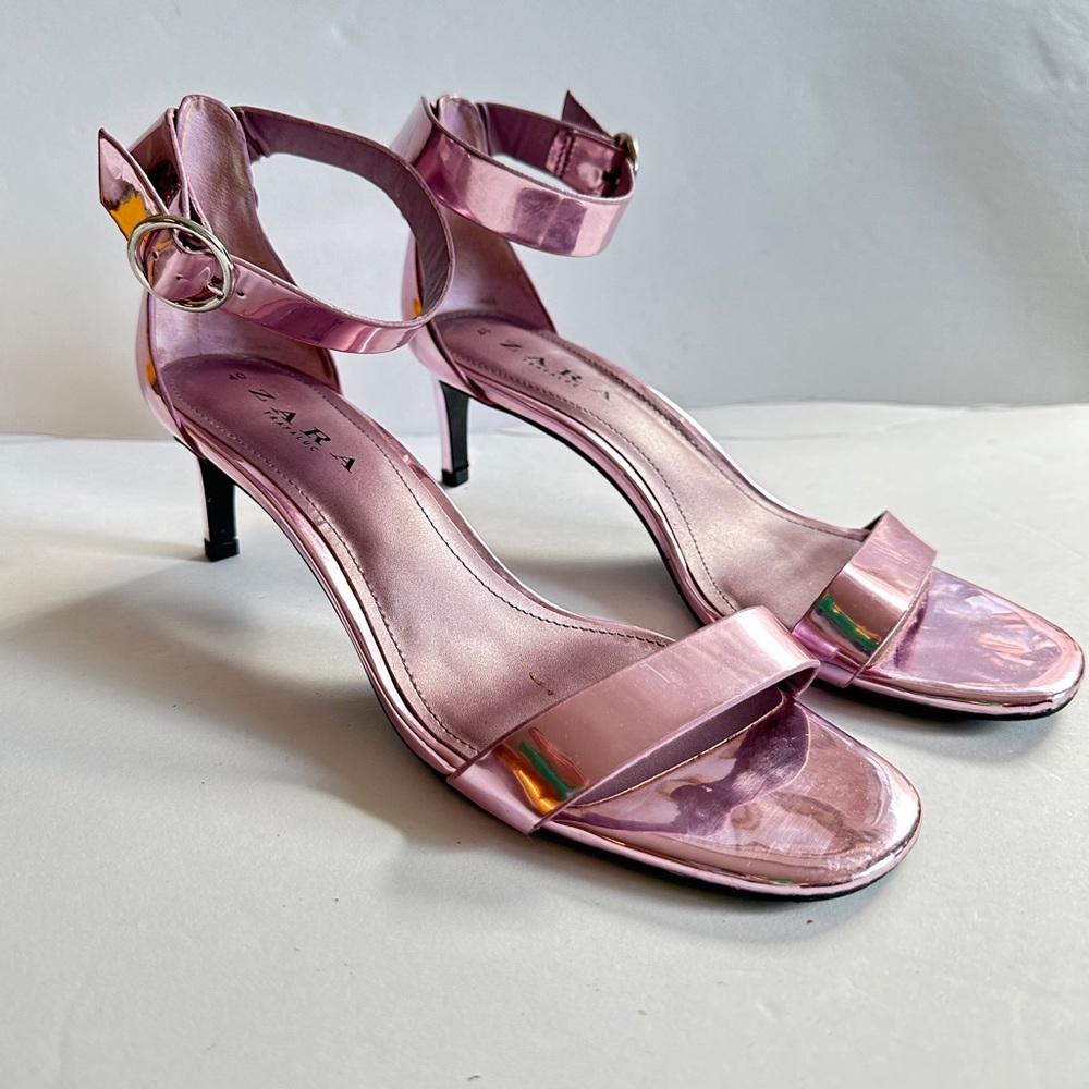 Zara Women Abierto Tac Pink Metallic Sandals